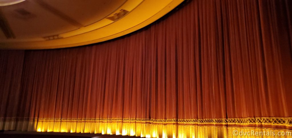 curtain for the stage at the Beauty and the Beast Sing-Along at Epcot