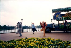 Disney characters roaming around Epcot