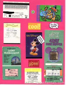 collage of old WDW tickets