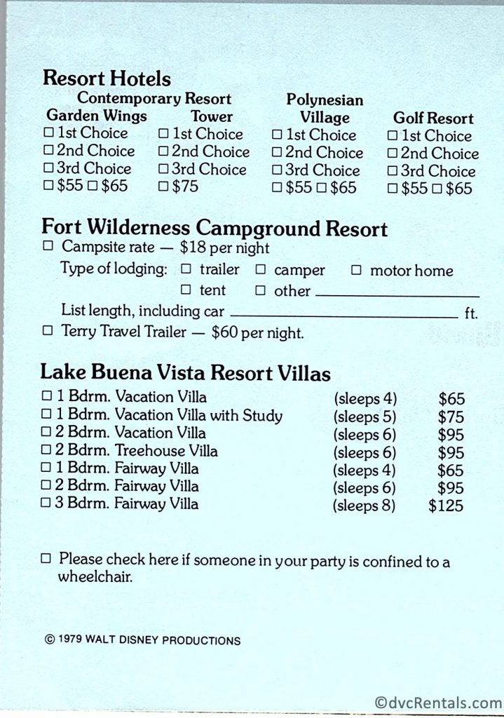 WDW resort prices form 1979