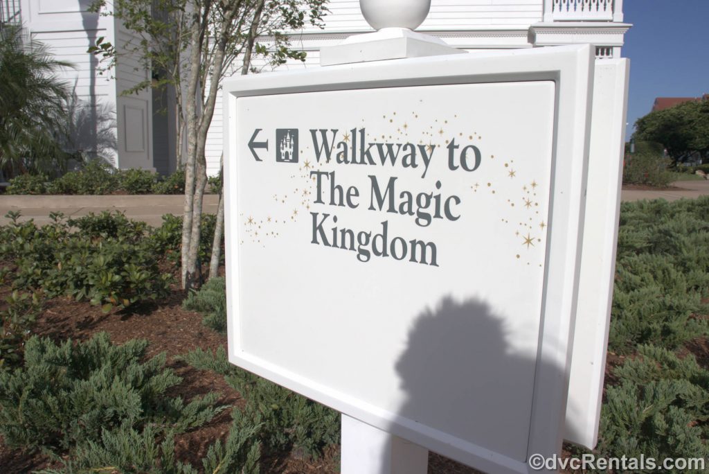 sign for the walking path to the Magic Kingdom