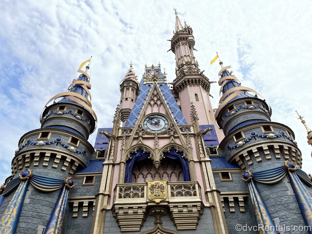 Cinderella Castle with the 50th Anniversary decorations added to it