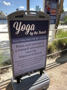 Sign for Yoga at Beach Club