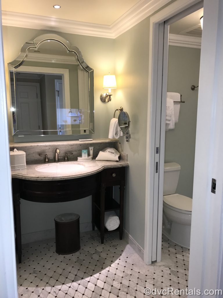 Split bathroom in a studio at the Villas at Disney’s Grand Floridian Resort & Spa