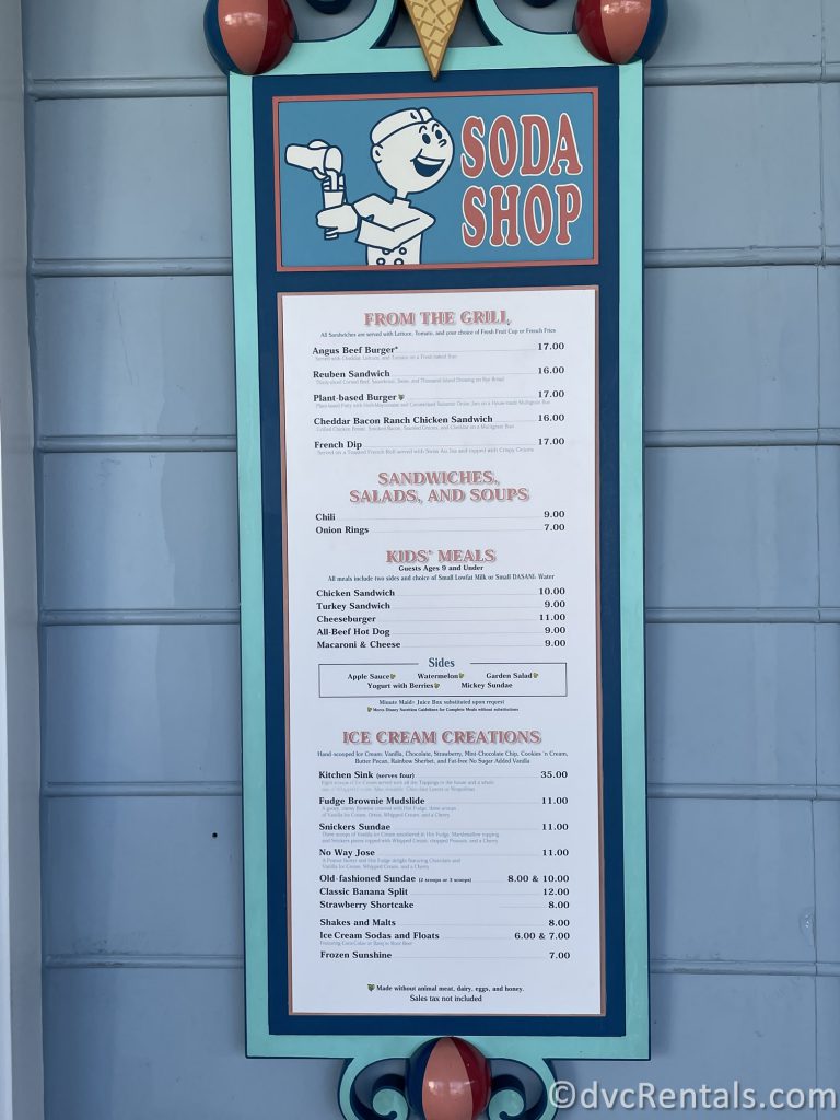 Menu for Beaches & Cream Soda Shop