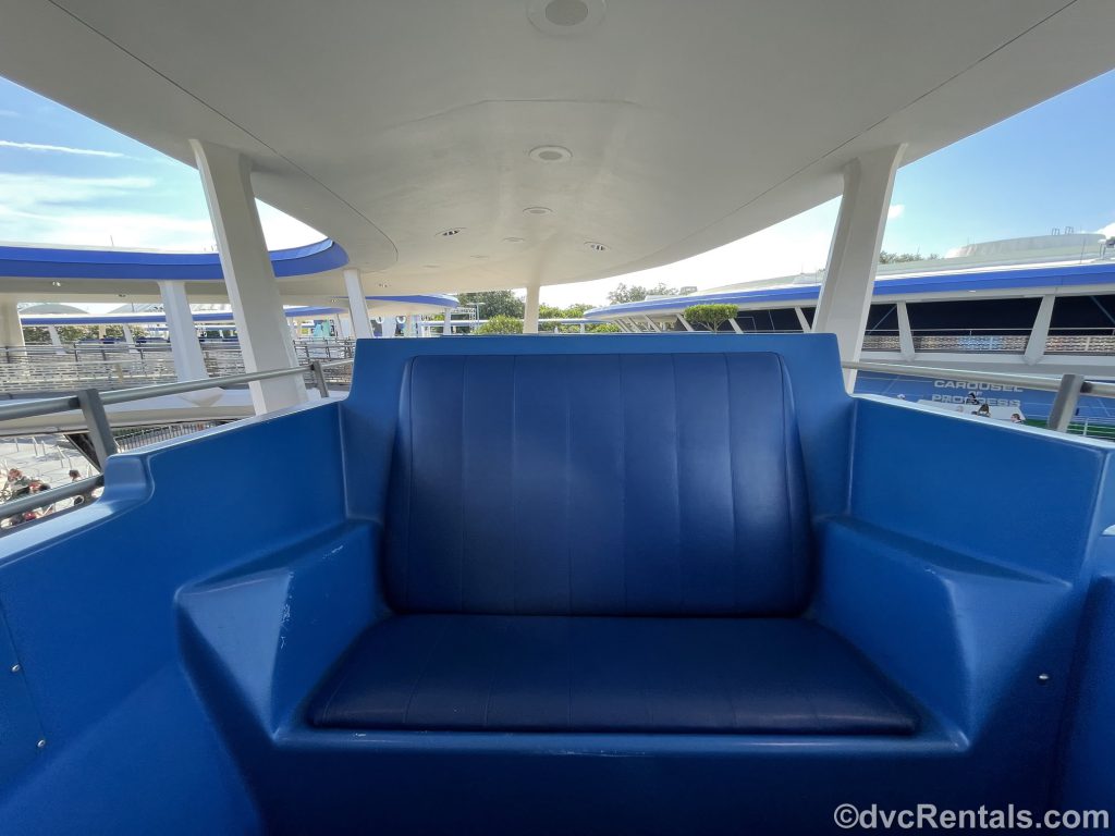 Seats on the PeopleMover at Magic Kingdom