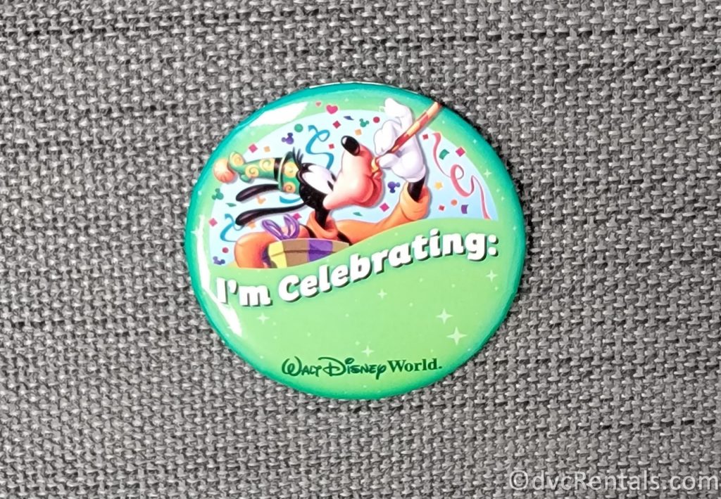 I’m Celebrating button from Walt Disney World
