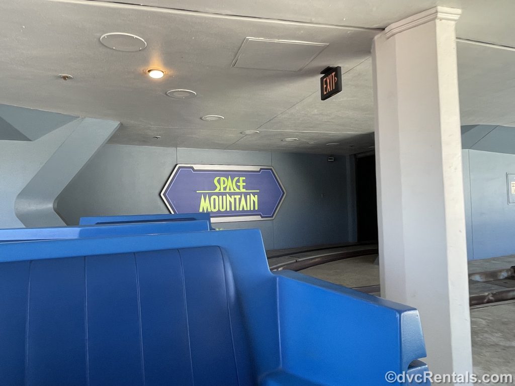 View of Space Mountain sign as seen from the PeopleMover