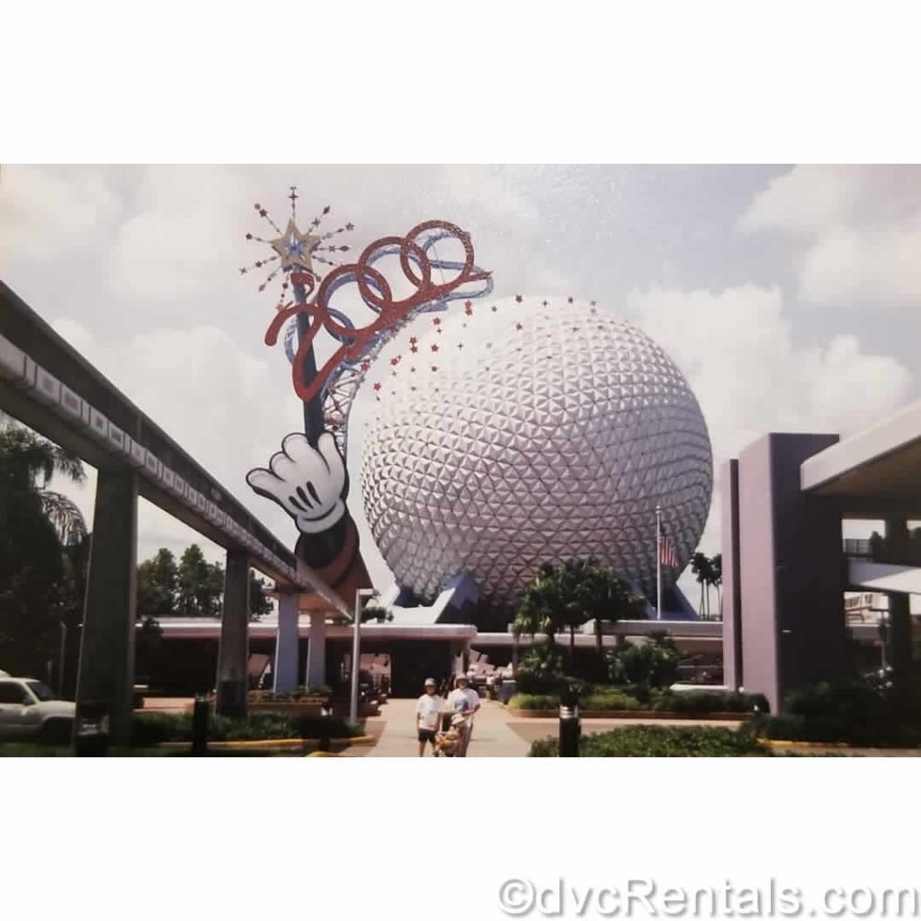 Picture of the Epcot geosphere from when Team Member Kristen visited WDW as a child