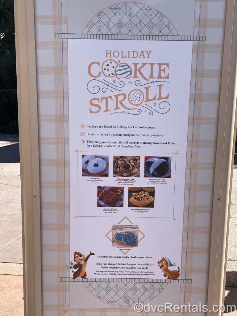 Sign for the Cookie stroll from the Epcot International Festival of the Holidays