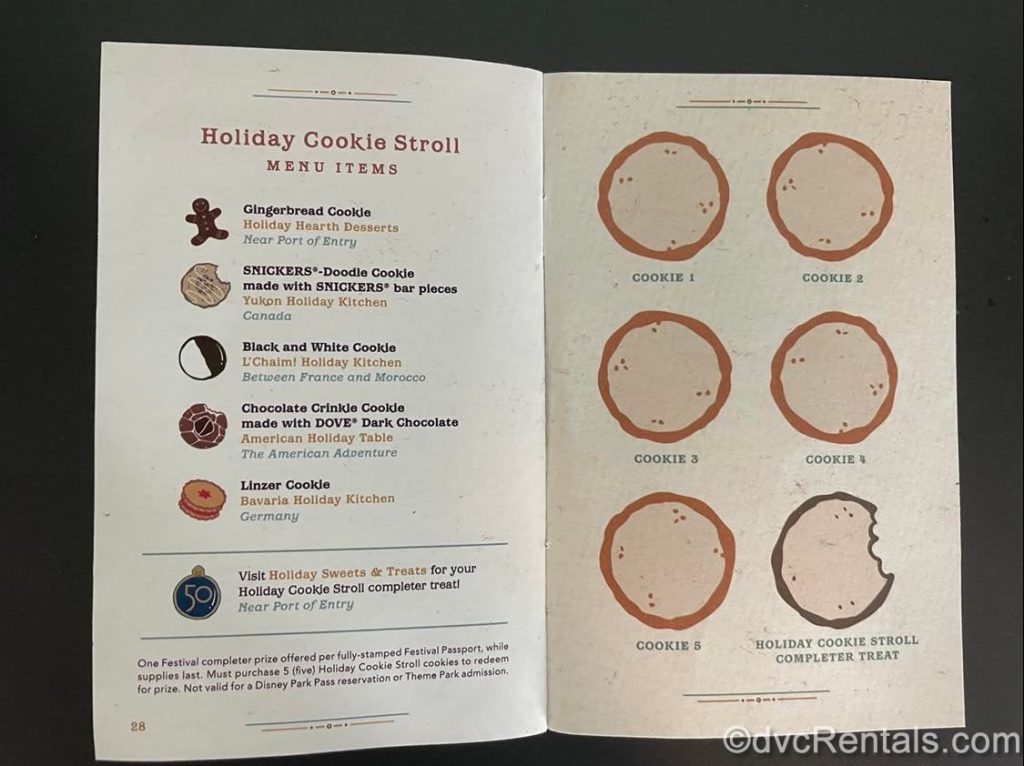 Cookie Stroll booklet from the Epcot International Festival of the Holidays