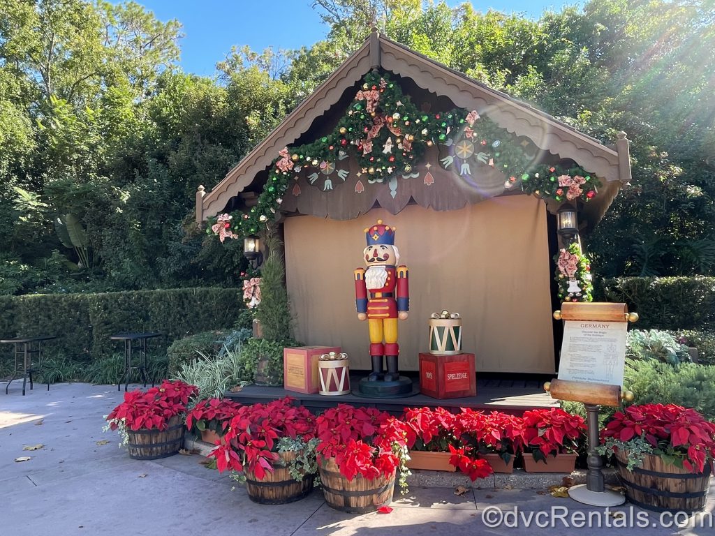 Holiday decorations throughout Epcot