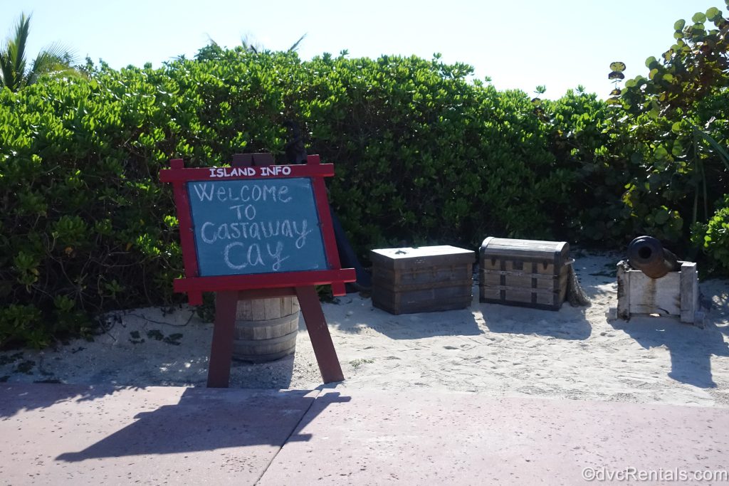 Sign welcoming guests to Castaway Cay