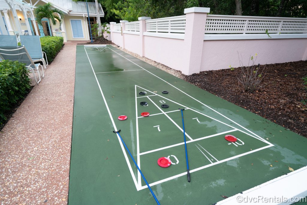 Shuffleboard at the pool in at the Old Turtle Pond Road area at Disney’s Old Key West