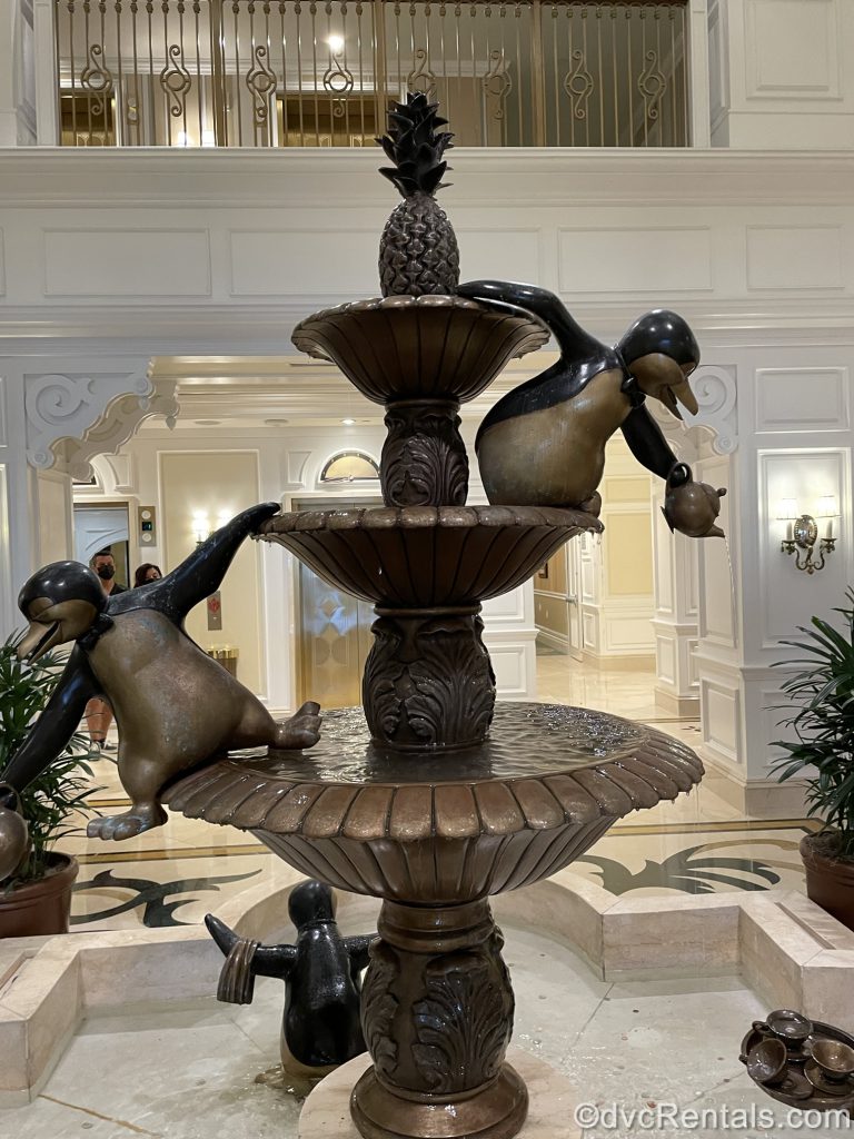 penguin fountain at the Villas at Disney’s Grand Floridian