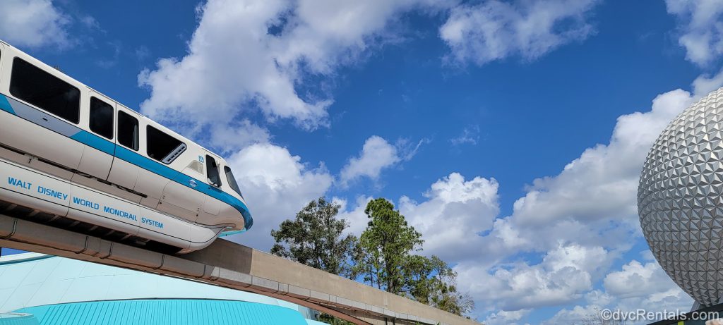 Monorail and geosphere at Epcot