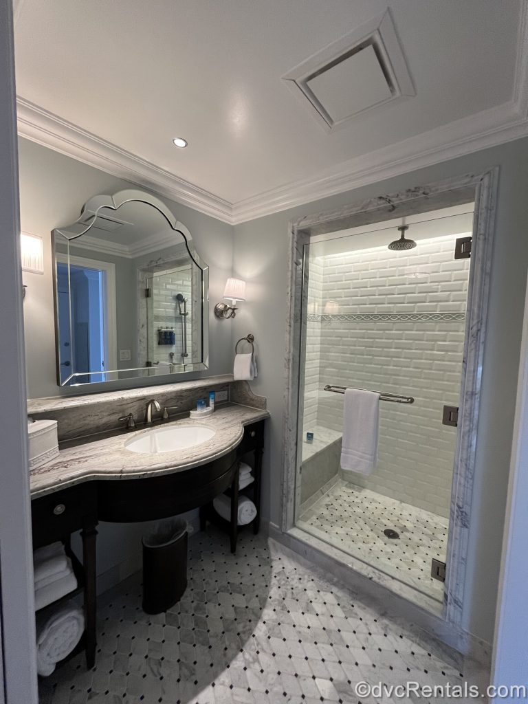 Bathroom in a Deluxe studio at the Villas at Disney’s Grand Floridian Resort & Spa