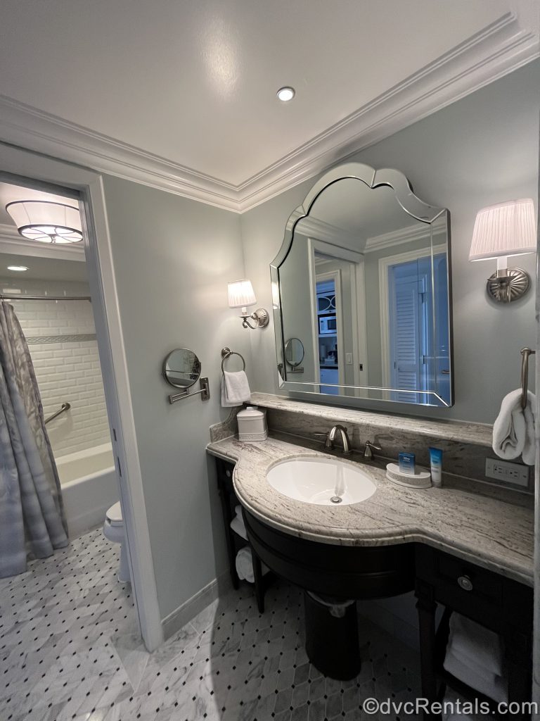 Bathroom in a Deluxe studio at the Villas at Disney’s Grand Floridian Resort & Spa