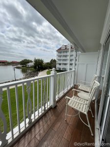 balcony of a deluxe studio at the Villas at Disney’s Grand Floridian Resort & Spa