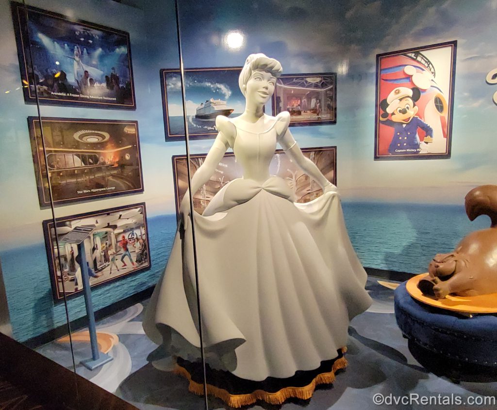 model of the Cinderella Statue that will be in the Grand Hall of the Disney Wish