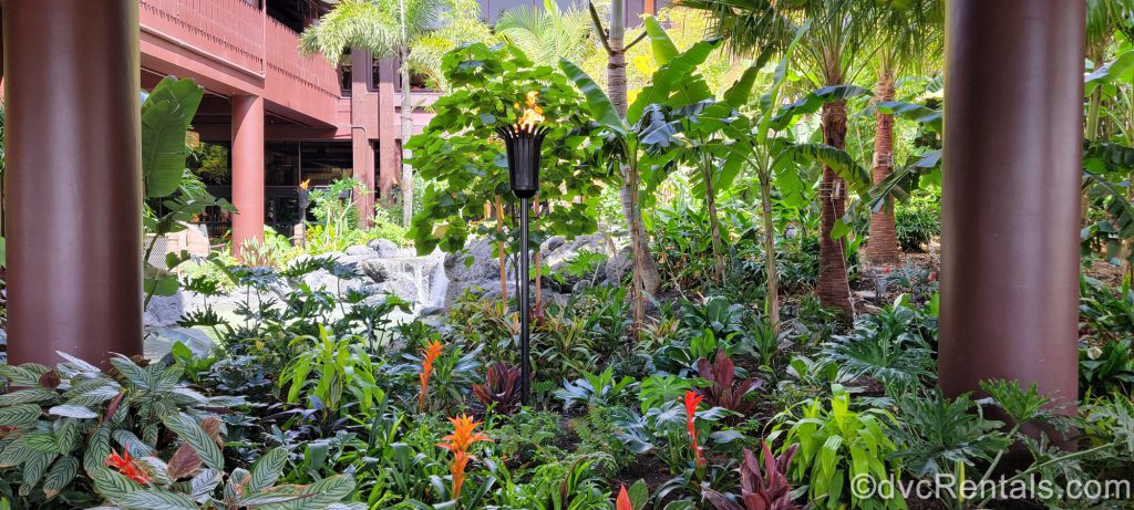 Flowers at the entrance to Disney’s Polynesian Villas & Bungalows