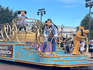 Disney Characters in their 50th anniversary celebration outfits