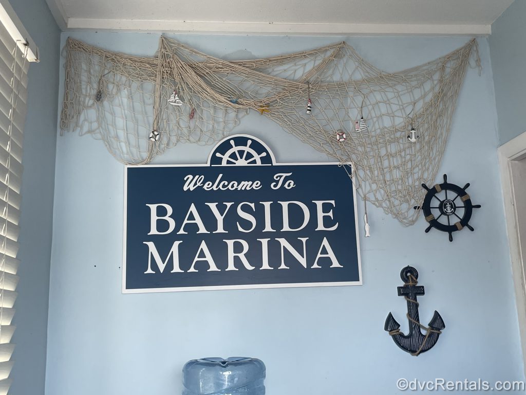 Sign for Bayside Marina at WDW