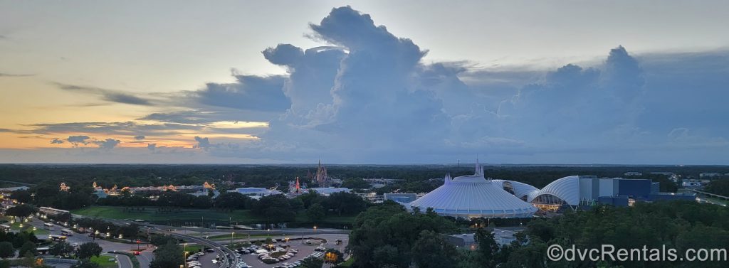 view from the Top of the World Lounge at Disney’s Bay Lake Tower