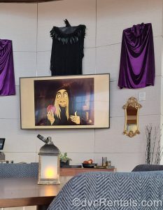 Villain décor and accessories throughout the Top of the World Lounge at Disney’s Bay Lake Tower