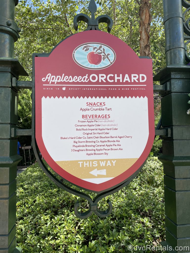 Food booth signage from the Epcot International Food & Wine Festival