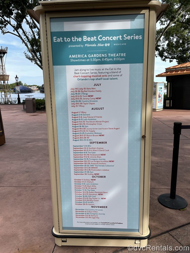 Eat to the Beat Concert Servies signage from the Epcot International Food & Wine Festival