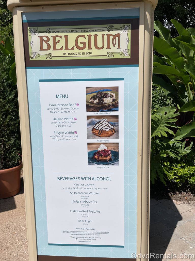 menu from the Epcot International Food & Wine Festival