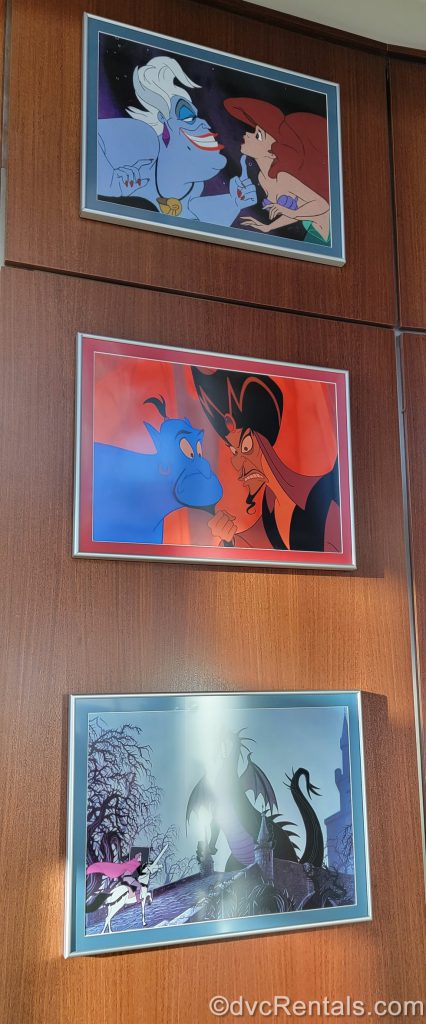 Villain décor and accessories throughout the Top of the World Lounge at Disney’s Bay Lake Tower