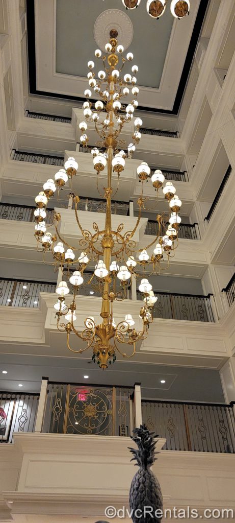 Chandelier in the lobby of the Villas at Disney’s Grand Floridian Resort & Spa