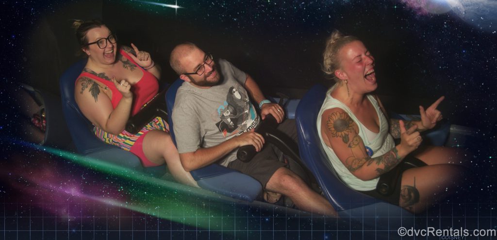 Team Members Amy, Kevin and Allison on Space Mountain