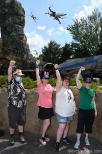 Team Members Stephen, Kelly, Kaitlyn and Jenny on Planet Batuu at Disney’s Hollywood Studios