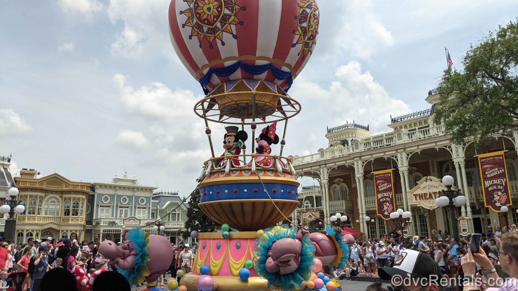Mickey and Minnie in the Festival of Fantasy parade at the Magic Kingdom