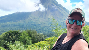 Team Member Debbie with Arenal Volcano in the background
