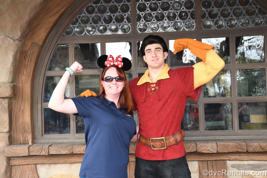 Team Member Kelly with Gaston at the Magic Kingdom