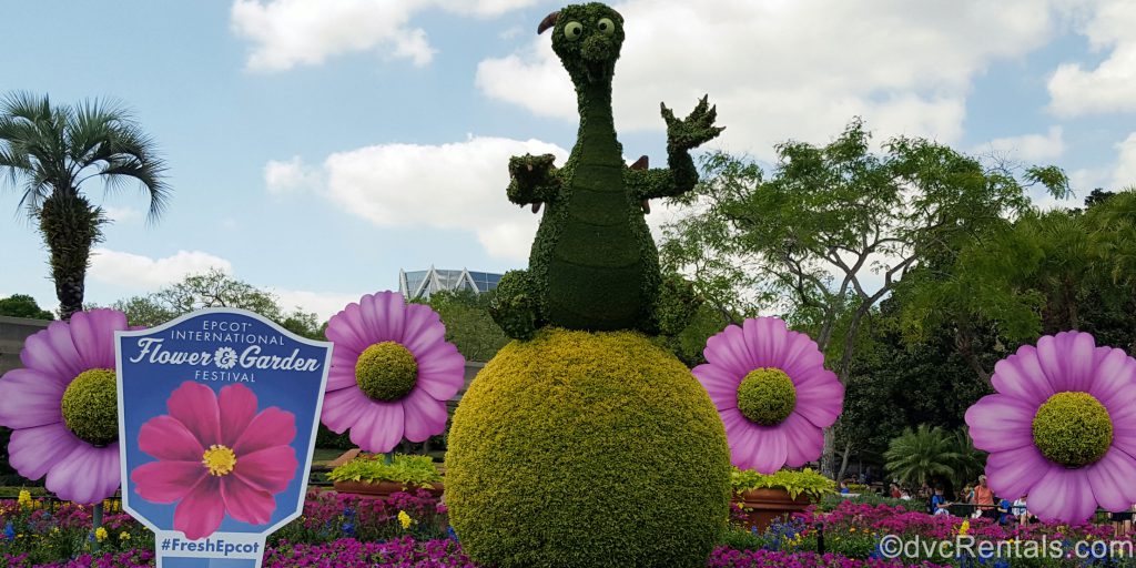 A Figment topiary from EPCOT’s International Flower & Garden Festival.
