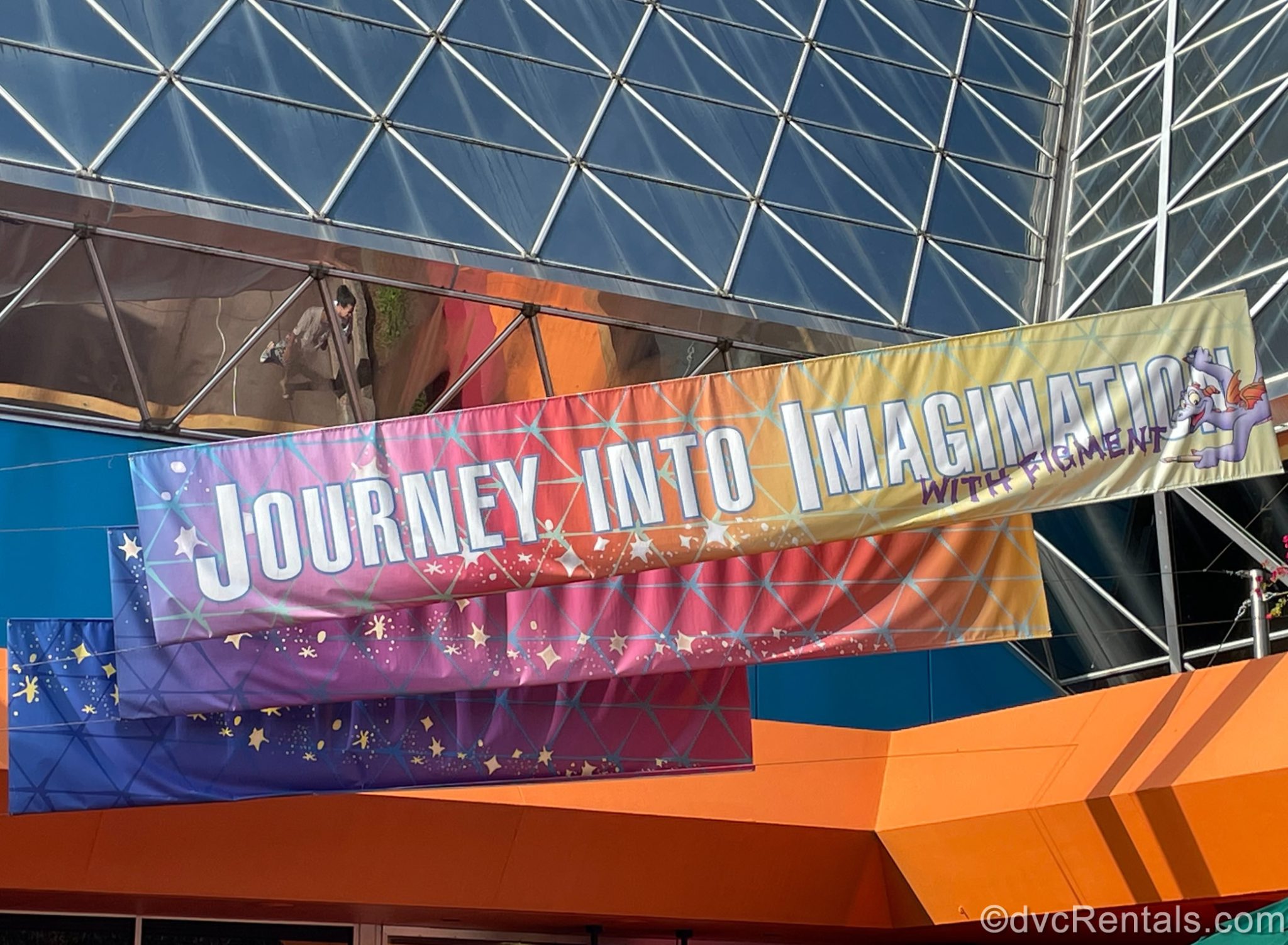The Journey Into Imagination With Figment banner outside the EPCOT attraction