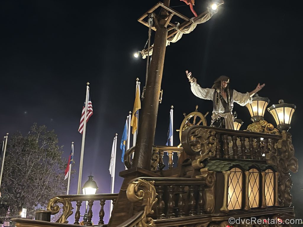Jack Sparrow on a Pirate Ship float