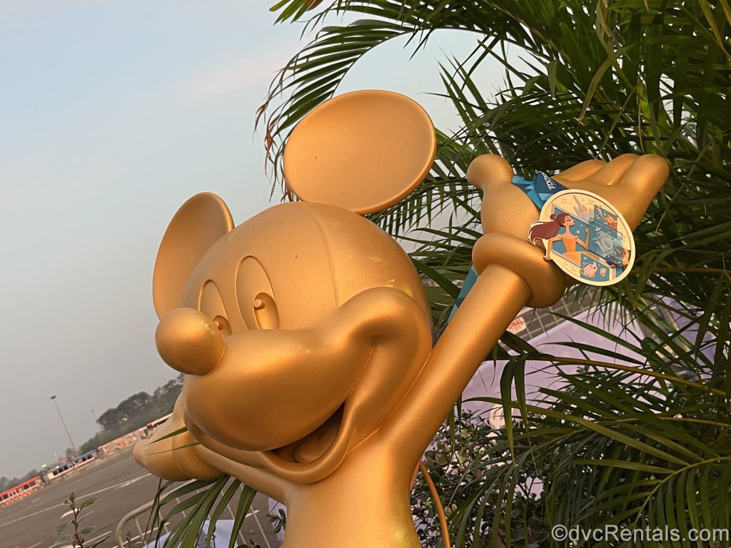 Mickey Mouse Gold Statue with runDisney Medal