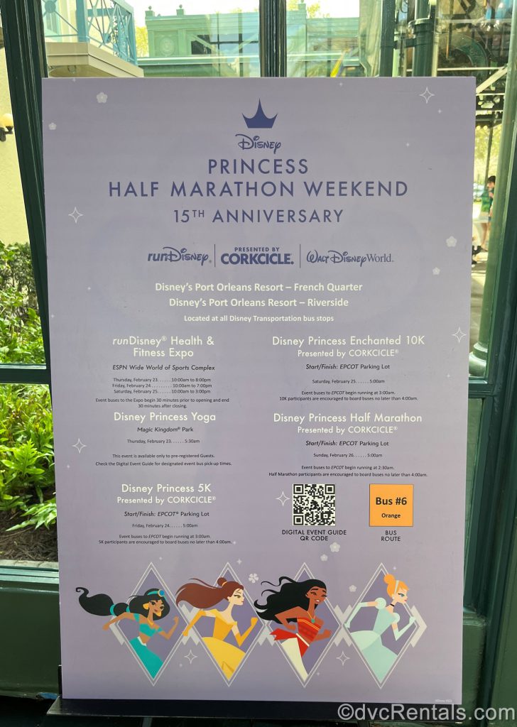 Princess Race Sign at Resort with Race Info