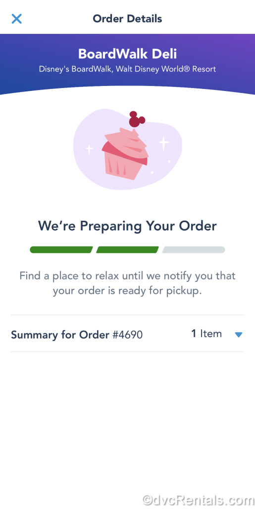 Mobile Order Waiting Screen While