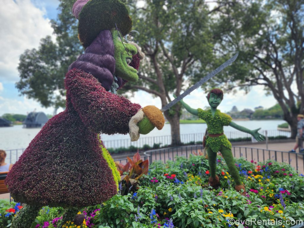 Peter Pan and Captain Hook Topiaries