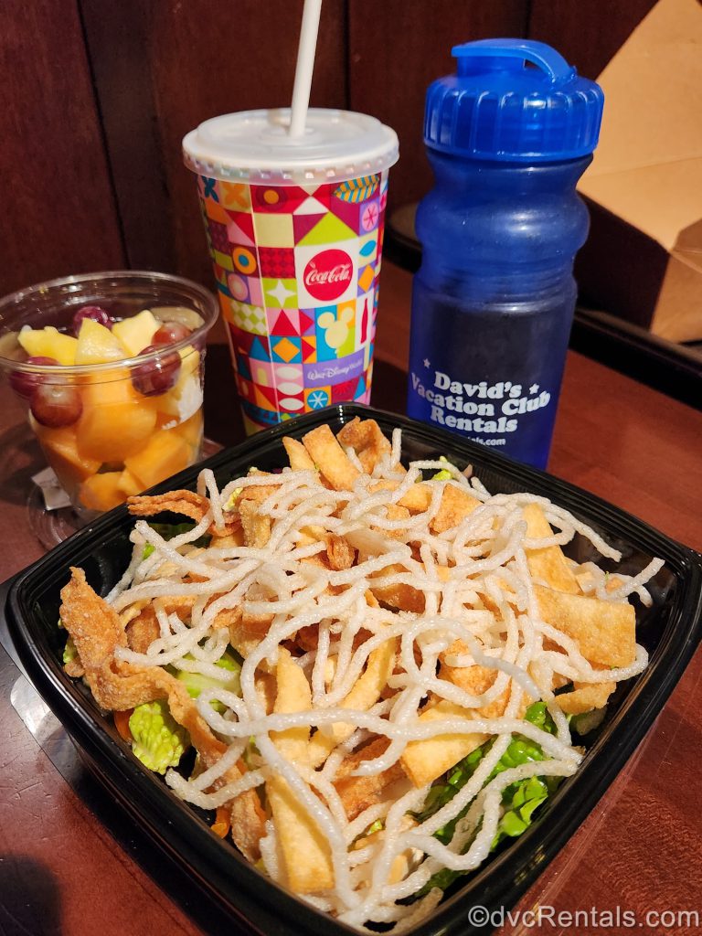 Asian Style Tofu Salad from Roaring Fork with Soft Drink, Fruit, and a David’s Brand Water Bottle
