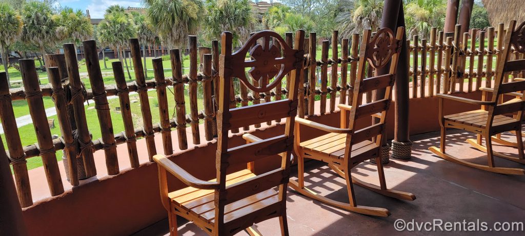 Savanna Outlook Spot with Three Wooden Rocking Chairs