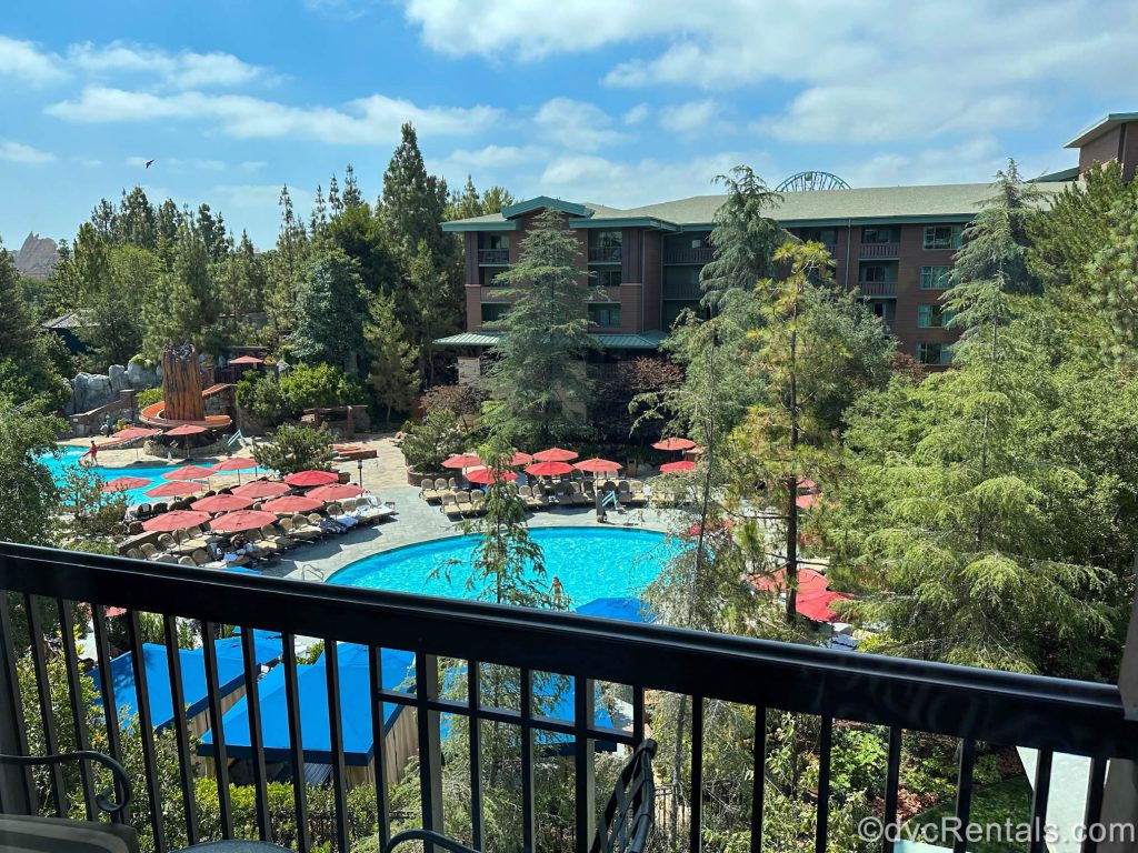 Pool at Disney’s Grand Californian taken from a room Balcony
