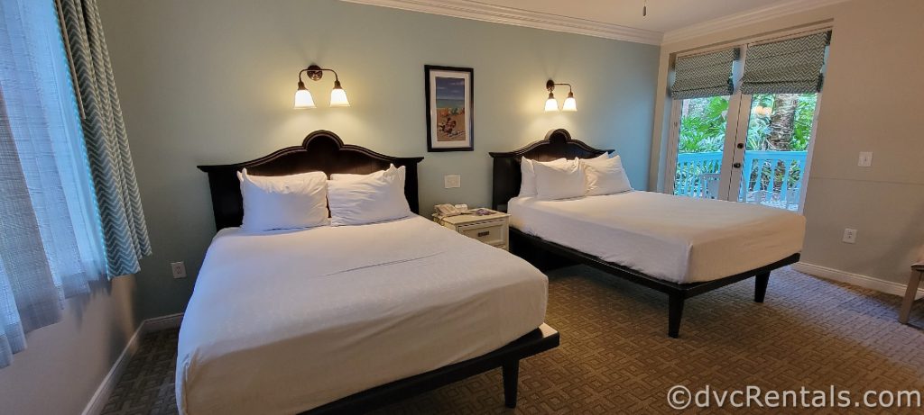 Two queen-sized beds in the Old Key West Studio.